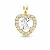 Thumbnail Image 0 of Cubic Zirconia Heart Initial "K" Charm in 10K Two-Tone Gold