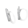 Thumbnail Image 1 of Cubic Zirconia Milgrain Hoop Earrings in Sterling Silver