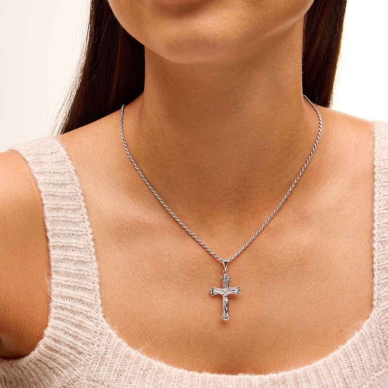 Main Image 2 of Flat Crucifix Charm in Sterling Silver