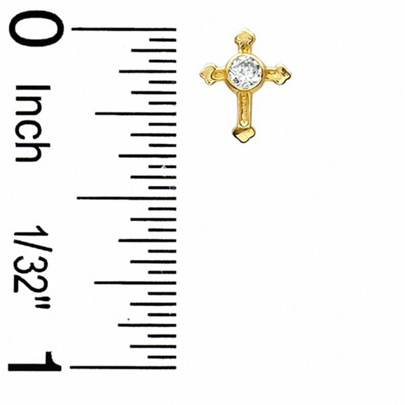 Child's Cubic Zirconia Cross Stud Earrings in 10K Gold
