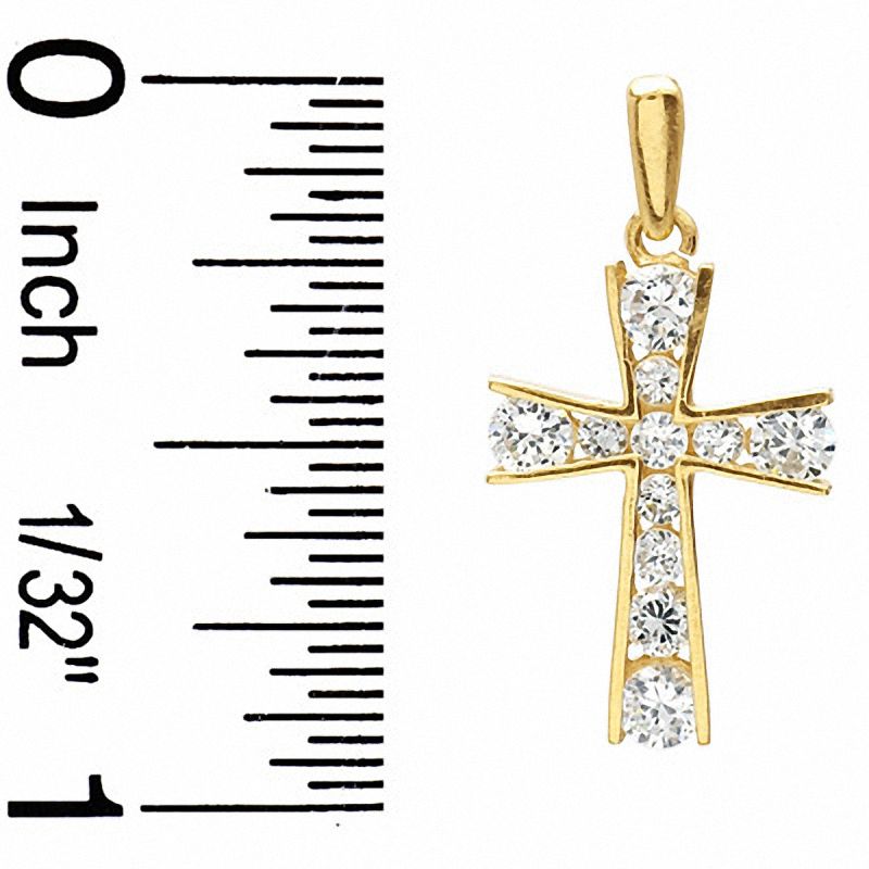 Main Image 2 of Cubic Zirconia Cross Charm in 14K Gold