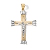 Thumbnail Image 1 of Crucifix with Leaf Tips Charm in 10K Solid Two-Tone Gold