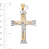 Thumbnail Image 4 of Crucifix with Leaf Tips Charm in 10K Solid Two-Tone Gold