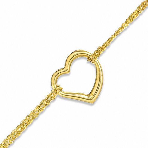 Multi-Strand Heart Bracelet in 10K Gold - 7.25"