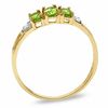 Thumbnail Image 1 of Oval Peridot Three Stone Ring in 10K Gold - Size 7