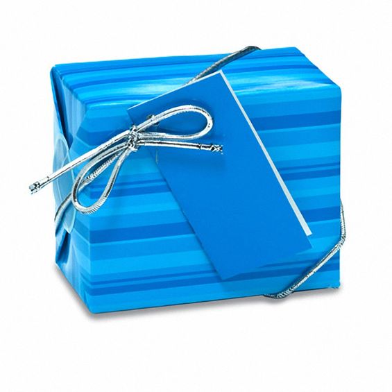 Blue Stripe Gift Wrap Instant Square Box