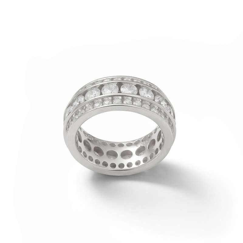 Main Image 1 of Sterling Silver CZ Alternating Ring Band