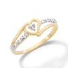 Thumbnail Image 3 of Diamond Accent Solitaire Heart Beaded Ribbon Split Shank Ring in 10K Two-Tone Gold