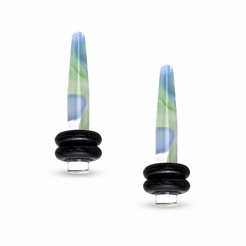 Main Image 1 of 006 Gauge Blue and Green Marble Acrylic Tapers