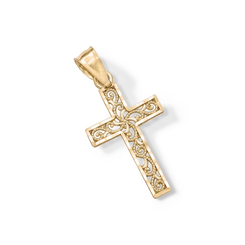 Main Image 3 of Small Open Filigree Cross Charm in 14K Solid Gold