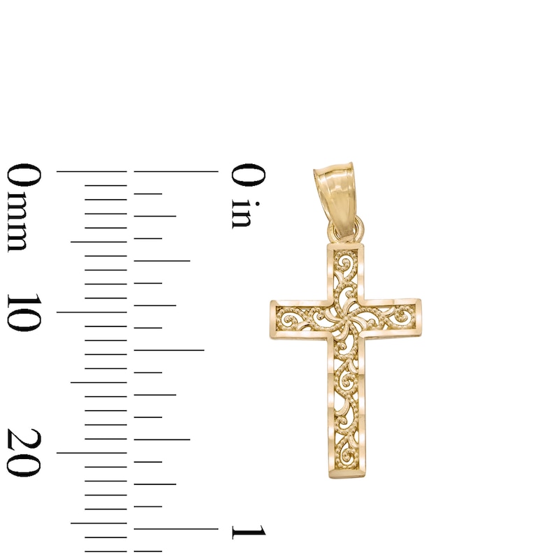 Main Image 4 of Small Open Filigree Cross Charm in 14K Solid Gold