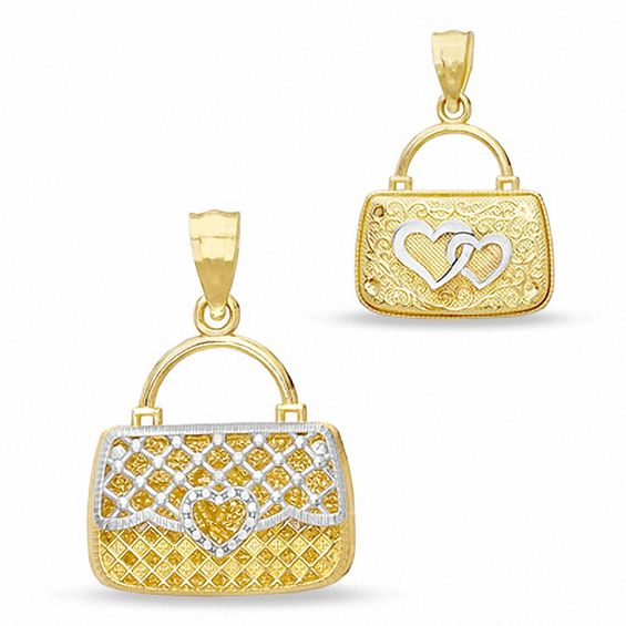 Reversible Purse with Hearts Charm in 10K Two-Tone Gold