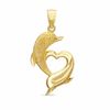 Thumbnail Image 1 of Dolphins Heart Charm in 10K Solid Gold