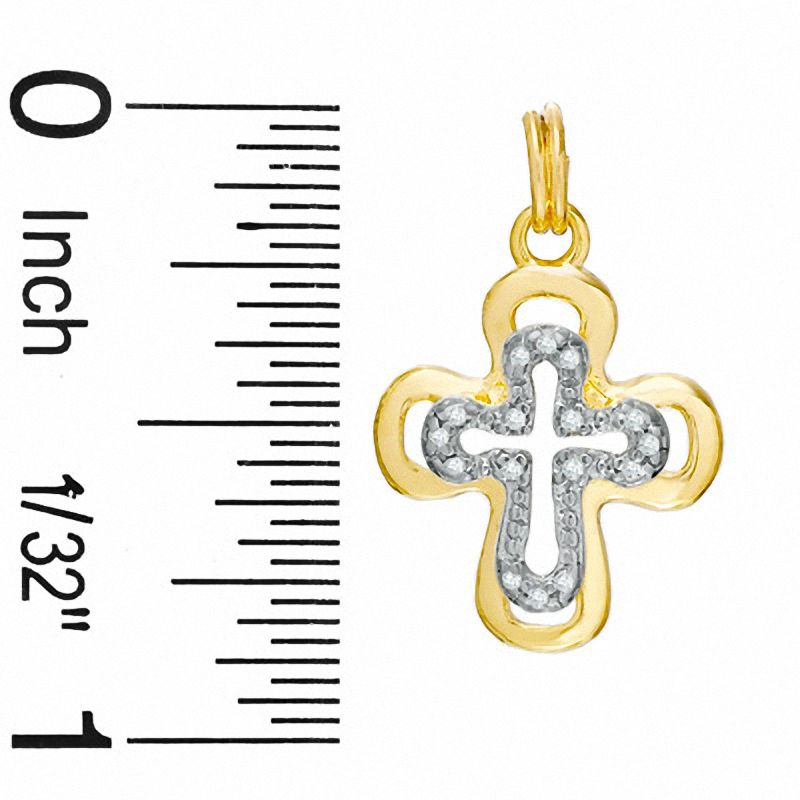 Diamond Accent Cross Charm in 18K Gold-Plated Sterling Silver