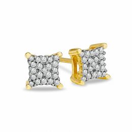 Diamond Accent Corner Frame Square Earrings in 10K Gold