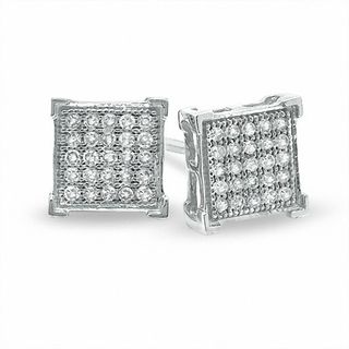 1/5 CT. T.W. Champagne Diamond Concave Square Stud Earrings in