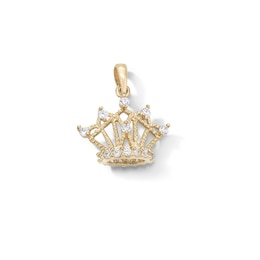 Cubic Zirconia 3D Crown Charm in 10K Solid Gold