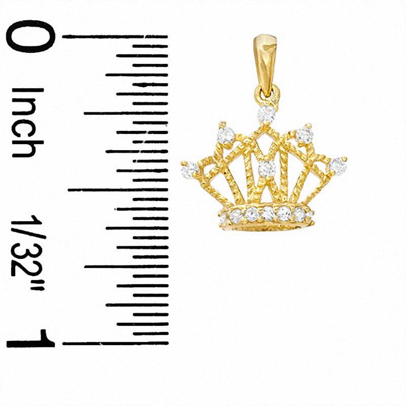 Cubic Zirconia 3D Crown Charm in 10K Solid Gold