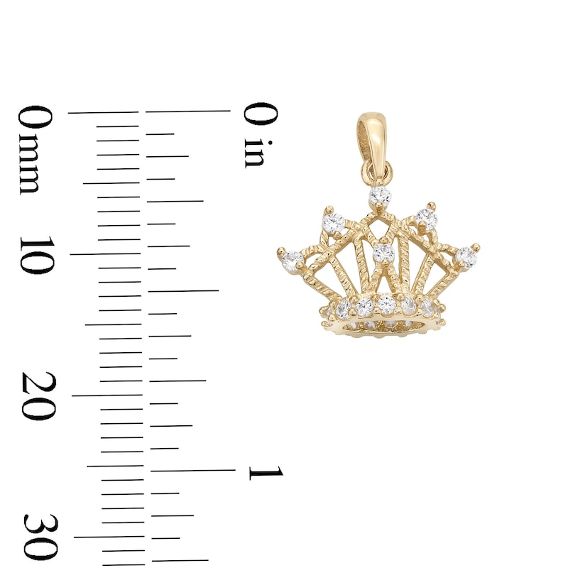 Main Image 4 of Cubic Zirconia 3D Crown Charm in 10K Solid Gold