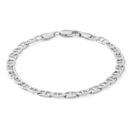 Made in Italy 120 Gauge Flat Mariner Link Chain Bracelet in Solid Sterling Silver - 8&quot;