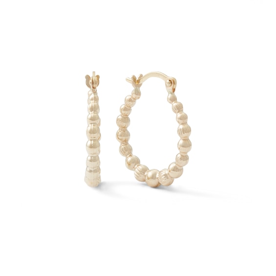 18mm Beaded Hoop Earrings in 10K Gold