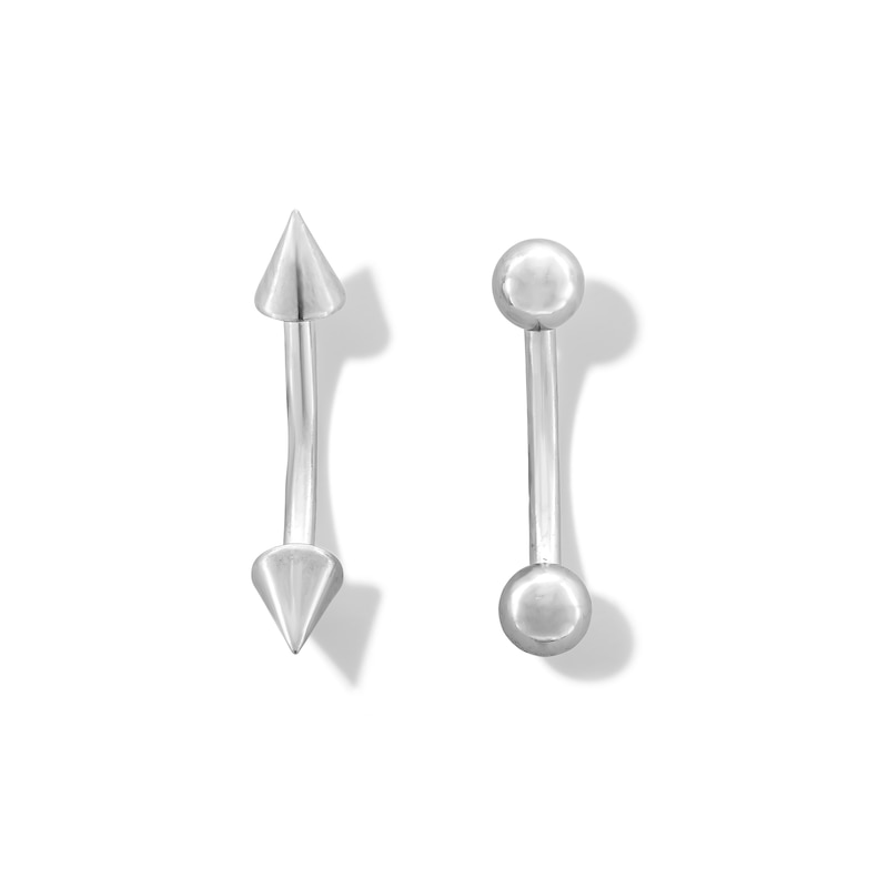 Main Image 1 of Solid Stainless Steel Ball and Spike Curved Barbell Set - 18G 5/16&quot;