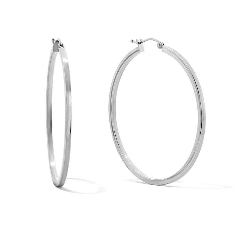 Main Image 1 of 45mm Square Tube Hoop Earrings in Hollow Sterling Silver