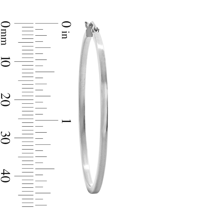 Main Image 3 of 45mm Square Tube Hoop Earrings in Hollow Sterling Silver