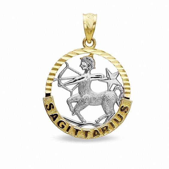 Small Zodiac Sagittarius Charm in 10K Two-Tone Gold