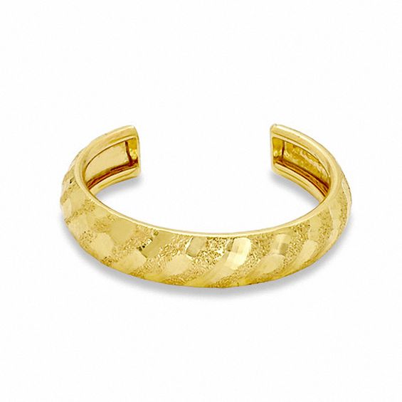 3mm Diamond-Cut Ribbed Toe Ring in 10K Gold Tube