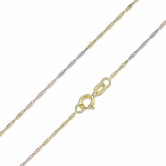 017 Singapore Chain Necklace in 10K Tri-Tone Gold - 18"