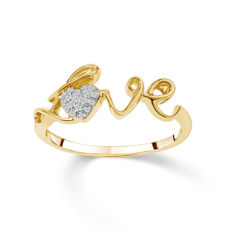 Main Image 1 of 1/20 CT. T.W. Heart-Shaped Composite Diamond &quot;Love&quot; Ring in 10K Gold