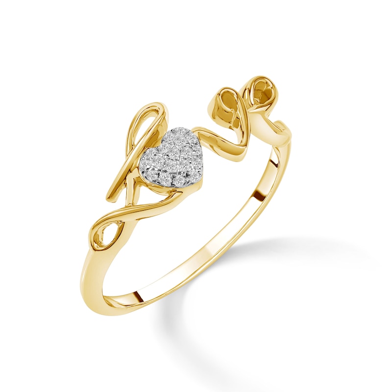 Main Image 2 of 1/20 CT. T.W. Heart-Shaped Composite Diamond &quot;Love&quot; Ring in 10K Gold