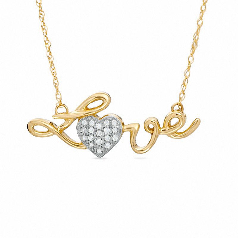 Main Image 1 of Diamond Accent &quot;Love&quot; Heart Pendant in 10K Gold