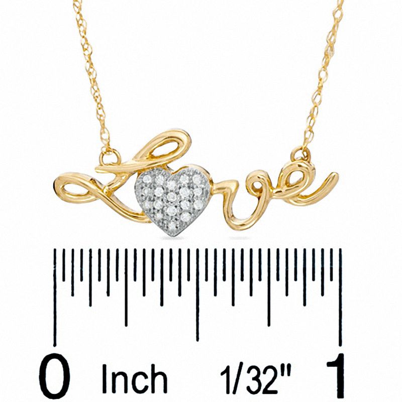 Main Image 2 of Diamond Accent &quot;Love&quot; Heart Pendant in 10K Gold