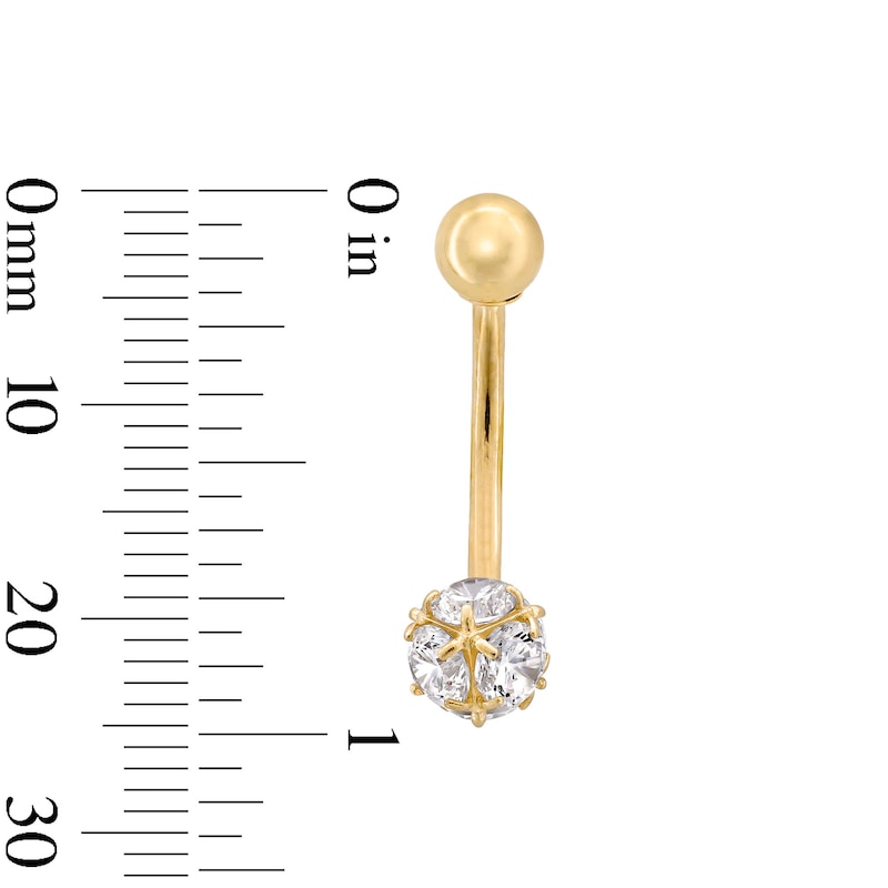 Main Image 2 of 10K Semi-Solid Gold Spiked Ball Belly Button Ring - 14G 3/8&quot;