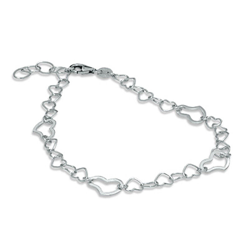 Main Image 2 of Fancy Heart Link Anklet in Sterling Silver - 10&quot;