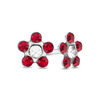 Thumbnail Image 1 of Dark Red Crystal Daisy Stud Piercing Earrings in 14K White Gold