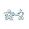 Thumbnail Image 0 of Light Blue Crystal Daisy Stud Piercing Earrings in 14K Solid White Gold