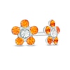 Thumbnail Image 1 of Yellow Crystal Daisy Stud Piercing Earrings in 14K White Gold