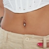 Thumbnail Image 3 of 10K Semi-Solid Gold CZ Heart Belly Button Ring - 14G 3/8&quot;