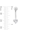 Thumbnail Image 2 of 10K Semi-Solid White Gold CZ Heart Belly Button Ring - 14G 3/8&quot;