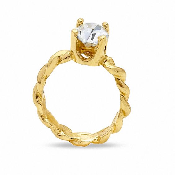 Cubic Zirconia Tiny Ring Charm in 10K Gold