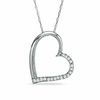 Thumbnail Image 0 of 1/10 CT. T.W. Diamond Tilted Heart Pendant in 10K White Gold