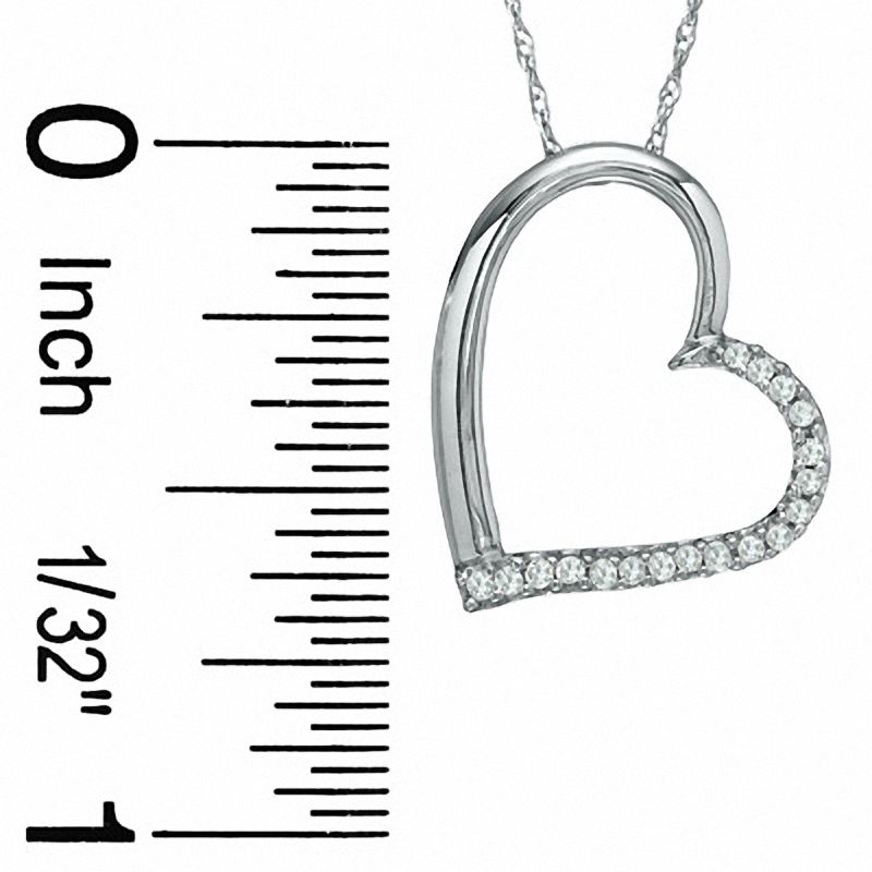 1/10 CT. T.W. Diamond Tilted Heart Pendant in 10K White Gold