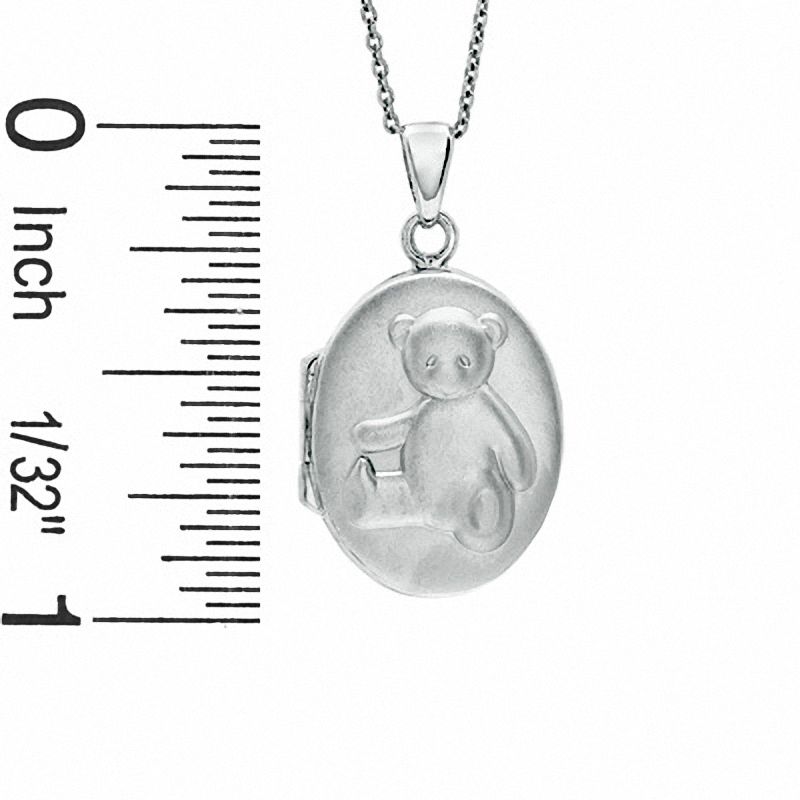 Main Image 2 of Child's Oval Teddy Bear Locket in Sterling Silver - 15&quot;