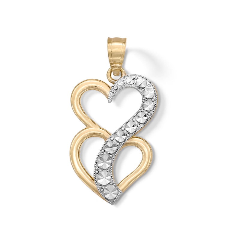 Main Image 1 of Journey Diamond-Cut Heart Charm in 10K Solid Two-Tone Gold