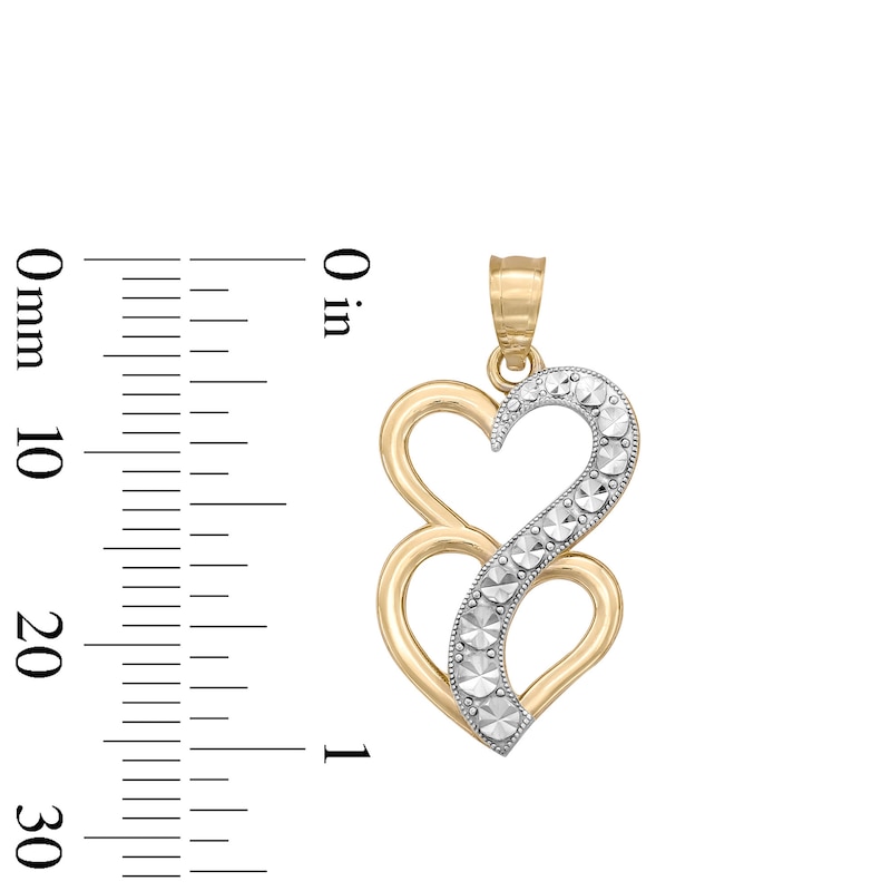 Main Image 4 of Journey Diamond-Cut Heart Charm in 10K Solid Two-Tone Gold