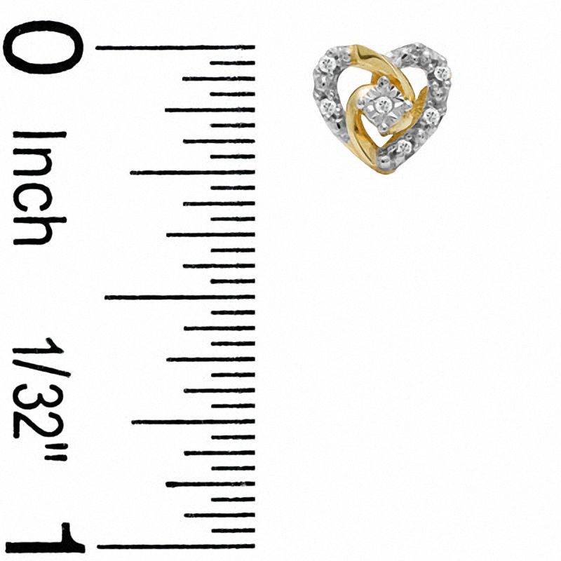 Diamond Accent Small Heart Earrings in 10K Two-Tone Gold