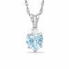 5mm Heart-Shaped Simulated Aquamarine Pendant in Sterling Silver with CZ